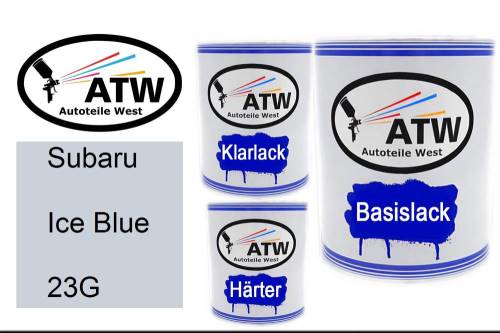 Subaru, Ice Blue, 23G: 1L Lackdose + 1L Klarlack + 500ml Härter - Set, von ATW Autoteile West.
